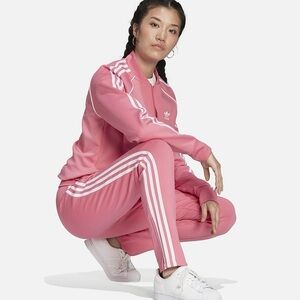 Adidas 3 Stripe Pink 2 Piece Track Suit Women’s Size Small EUC